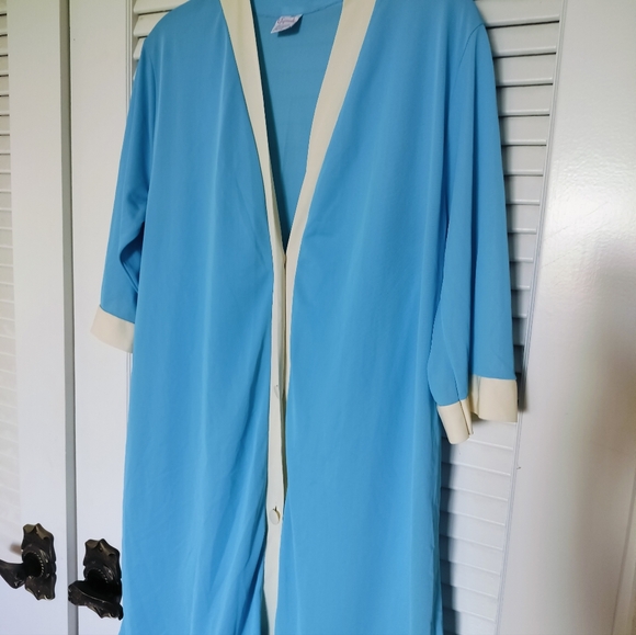 Vintage 1950s Gaymode JCPenney Robe, Top & Pants 3 piece Pajama Set Blue - Picture 2 of 16